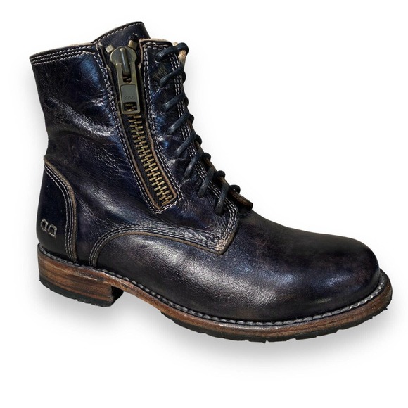 Bed Stu Shoes - BEDSTU Tactic Boots Womens 7.5 Black Leather Ankle Lace-Up Double Zip Distressed